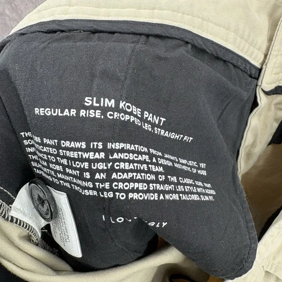 I Love Ugly Pants Mens XL Kobe Slim Cropped Straight Chino Khaki - Picture 6 of 7